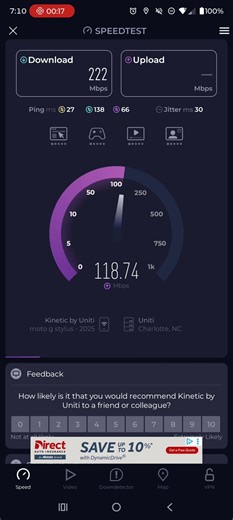 kinetic by Windstream home Internet speed test aka Uniti