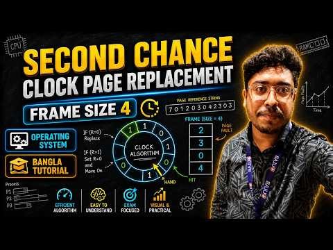 Second Chance / Clock Page Replacement Algorithm | Operating System | Bangla Tutorial