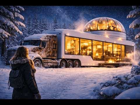 Abandoned 20-Wheeler Truck Turns Into a Luxury Glass Snow Villa | Ultimate Winter ASMR Renovation