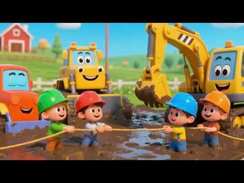 Muddy Farm Adventures! 🚜 Kids & Trucks Work Together | Sing Along Cartoon Song