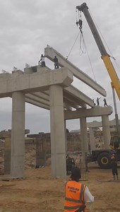 In bridge construction, the launching of beam girders (also called girder launching) refers to the process of placing or positioning large precast or fabricated beams (girders) onto their supports (piers or abutments). Purpose: - Forms the main horizontal support for the bridge deck - Transfers loads from the deck to the piers Methods of Launching: - Crane launching: Using heavy-duty cranes to lift and place girders - Launching girders: Sliding or rolling them into position from one side - Segme