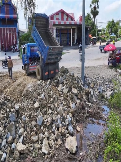 5.4K views · 89 reactions | Impressive Scene! Landfill Project Begins — Teamwork of Trucks and Bulldozer Developing Flooded Area | Excavator Bulldozer | Facebook
