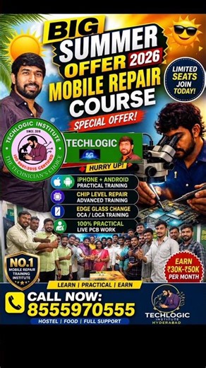 Big Summer Offer 2026 🔥 Mobile Repair Course iPhone & Android Training Hyderabad
