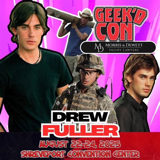 SURPRISE GUEST ANNOUNCEMENT: Charmed Fans! How about one more? Ladies and gentlemen, please welcome Drew Fuller to this year's Geek'd Con lineup! Fuller made his mark as Chris Halliwell in the fan-favorite show Charmed. Drew was a main cast member through the last four years of the series, playing the son of Leo and Piper. In addition to his Charmed work, Drew was a main character in the series Army Wives. Playing Trevor LeBlanc in over 100 episodes of the show. You might also recognize Drew fro