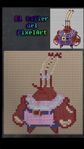 #Timelapse de un cuadro en #pixelart de Don Cangrejo de Bob Esponja utilizando piezas de #lego