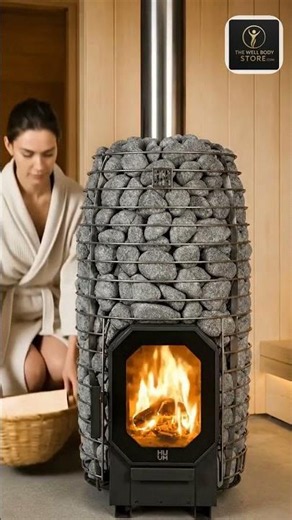 Huum Hive Flow Mini LS 8.5KW Wood-Burning Sauna Stove With Firebox Extension & Sauna Stones [H101...