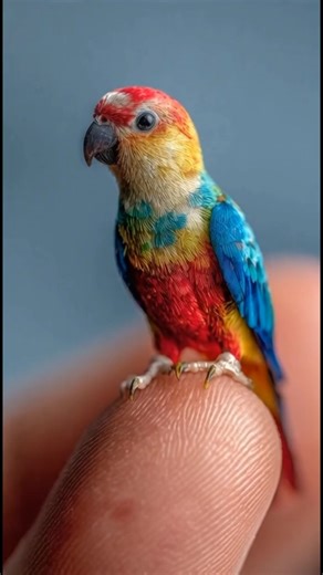 Tiny Baby Macaw Parrot on My Hand 🦜🌈✨ ( Colorful Mini Bird)