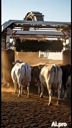 This Machine Shaves Cows Like a Harvester Futuristic Farm Tech#CowMachine#MachineMagic#CowHarvester
