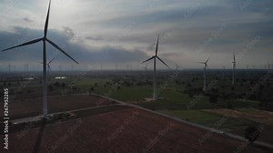 wind turbines on the fields Power generation using energy from clean energy wind may be the energy of the future.