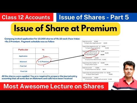 Issue of share at Premium | Journal Entries | Class 12 | Accounts| Company Accounts | Ch7- Part 5
