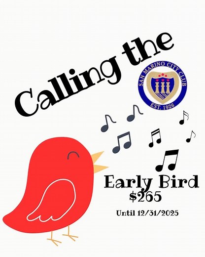 A Century of Leadership, Friendship, and Community. Join the San Marino City Club before the new year and secure your Centennial Early Bird Membership! Let’s celebrate 100 years together. Go to www.sanmarinocityclub.org | San Marino City Club