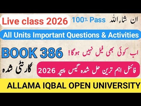 AIOU 386 solved guess paper | All chapters solved activities | AIOU 386 important Chapters