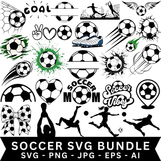 Soccer SVG Cut Files Bundle, Clipart Graphics (digital Download) - Etsy