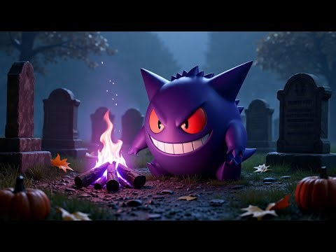 💜Gengar by the Purple Fire — 🎃 Halloween Lofi Beats to Sleep & Chill 🎧