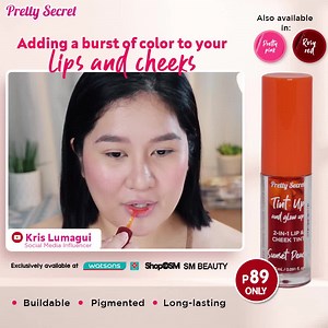 Be zoom ready and add a burst of naturally beautiful colors to your lip and cheeks with Pretty Secret's Lip and Cheek Tint! It's buildable, pigmented and lasts throughout the day! Have it for yourself for only P85.00 💋 Get yours here: 🛒http://bit.ly/PrettySecretLipAndCheekRosyRed 🛒http://bit.ly/PrettySecretLipAndCheekSunsetPeach 🛒http://bit.ly/PrettySecretLipAndCheekPrettyPink #PrettySecretPH #WatsonsPH | Pretty Secret