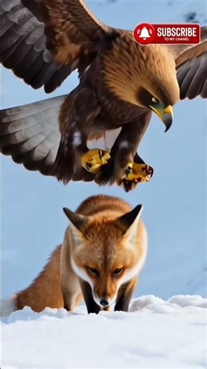 "Golden Eagle's Fearsome Hunt: Red Fox Survival in the Wild"