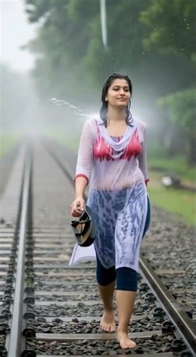Woman Running Across Flooded Lane #rain #asmrrain #shorts