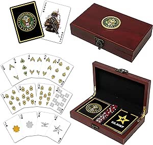 US Army Gift Set | Playing Cards & Dice | Army Rank Insignia Cards | US Army Gifts | Disabled Veteran Owned Business | Army Card & Dice Set