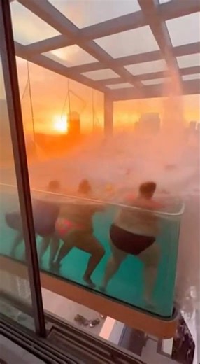 Shocking Glass Infinity Pool Accident — Rooftop Chaos Caught on Camera