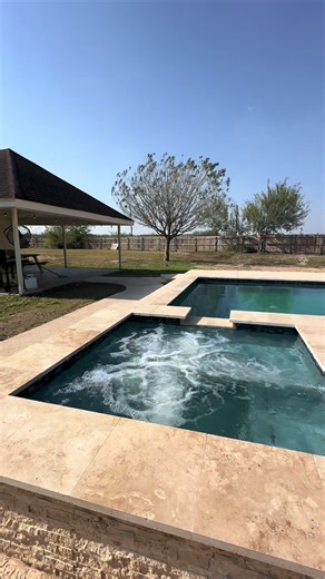 12x24 custom pool paired with a 6x6 jacuzzi and a handcrafted fountain feature 🤍 Designed for relaxation, built for lasting quality. This is what custom pool building looks like in the RGV. 📞 956-313-9627 Fast Lane Pools Dive in sooner. #FastLanePools #RGVPools #CustomPools #TexasPools #BackyardGoals