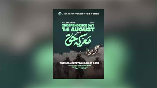 4K views · 22 reactions | Quiz Competition  at Jinnah University for Women – Celebrating knowledge and the spirit of Markah-e-Haq with minds that inspire. #quizcompetition #juwevents #IndependenceDay #14August #markahehaq #KnowledgeIsPower #StudentTalent #PakistanZindabad | Jinnah University For Women - OFFICIAL | Facebook