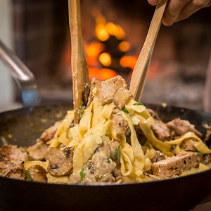 This is how you braai pork chops and make a pork chop carbonara pasta with that. | Jan Braai