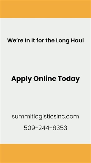 ❗️Summit Logistics is hiring! We are a family-owned business that focuses on quality service and provides efficient results for our clients' needs in the Pacific Northwest and Midwest. With top drivers earning over $100,000 and a $2,500 sign on bonus (among a list of other benefits), we share that same level of care with our employees. If you have a Class A CDL, 2 years of driving experience, a good driving record, and a current medical certificate, then apply today and establish a lifelong care