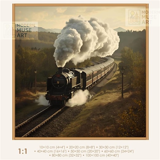 Vintage Steam Train Sunset Art Print: Railway Landscape Home Decor Wall Art (digital Download) - Etsy