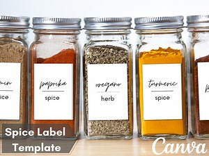 Customizable Spice Jar Labels, Printable Spice Rack Template (digital) - Etsy UK