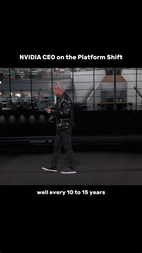 AI Tools & News | Technology | Artificial Intelligence on Instagram: "NVIDIA CEO Jensen Huang highlighted a major "platform shift" during his CES 2026 keynote, framing the arrival of AI agents as the latest industry reset after cycles of roughly every 10-15 years. These shifts—from mainframes to PCs, PCs to internet, internet to cloud, cloud to mobile—each unlocked massive new eras of computing by changing how we build, connect, and compute. ​ Historical Platform Shifts Mainframes to PCs (1980s)