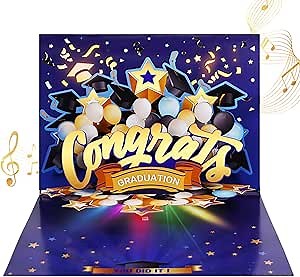 Graduation Cards, Pop Up Cards with Lights & Music, Congratulations Graduation Gifts for High School College University Graduates