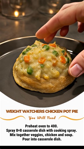 WEIGHT WATCHERS CHICKEN POT PIE INGREDIENTS 1cup Bisquick reduced-fat baking mix 1⁄2cup skim milk 1⁄4cup egg substitute 2cups frozen mixed vegetables Recipe in comment | Weight Watchers Community