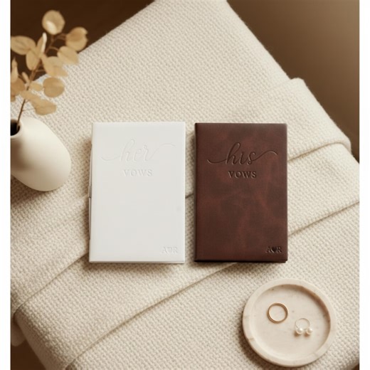 Embossed Rustic Vow Book Set for Couple Engagement Gift for Country Rustic Wedding Ceremony Vegan Leather Vow His Her Booklet Boho Vow Book - Etsy UK