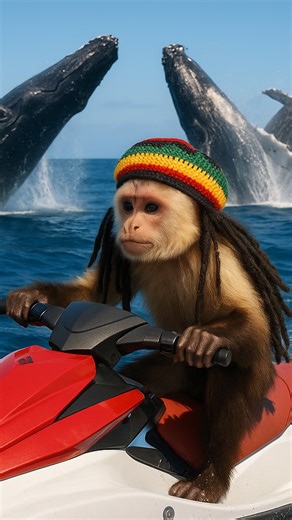 @jahmunkey on Instagram: "Jahmunkey saves whales from his baby mama🐋#whale #monkey #rasta #funny #ai"