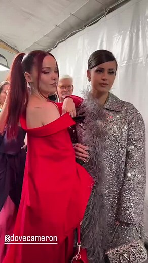 yay I've been waiting for this for a very long time the reunion of my two favorite descendants girls my queen Sofia Carson with her best friend Dove Cameron at the Valentino Haute couture in Paris and let me just say Paris looks good on them both and I love them both endlessly 🥰🥰 @sofiacarson @dovecameron