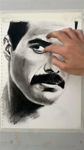 Freddie Mercury Drawing | Charcoal Realism #art