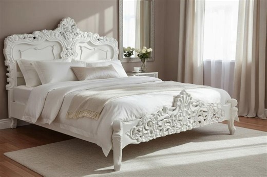 Louis XV French Rococo Hand Carved White Lace Bed King Frame - Etsy