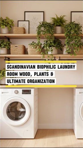 Scandinavian Biophilic Laundry Room: Wood, Plants & Ultimate Organization