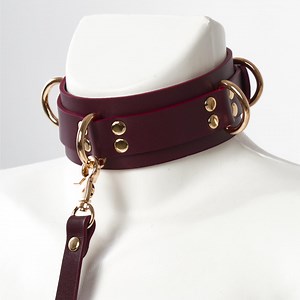 D Ring Collar Human, Leather Collar Leash, Collar With Leash for Human, Leather Bdsm Collar, Burgundy Choker, Bondage Sub Collar - Etsy
