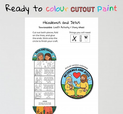 Nicodemus and Jesus Bible Craft | Born Again Activity for Kids | John 3:1–16 Coloring | Sunday School Lesson | Christian Folding Craft - Etsy