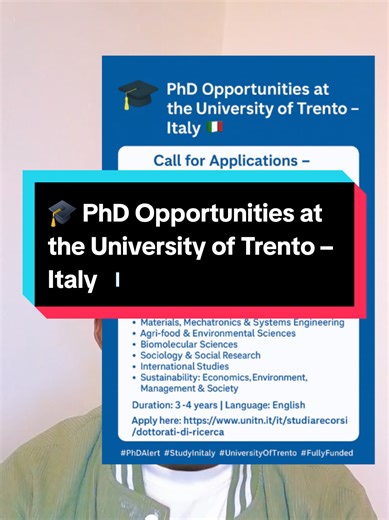 PhD Scholarships for Ethiopians in Italy - Apply Now