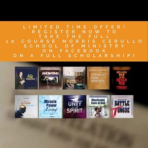 For over seven decades, millions of Morris Cerullo School of Ministry students have been empowered and equipped to be used by God with a fresh anointing of power and purpose released upon their lives and ministries! If you have not already done so, take a step into your end-time destiny and claim your full scholarship now to join the Morris Cerullo School of Ministry and become a part of the “School With A Difference!” Your life, your family, and your ministry will never be the same! To claim yo