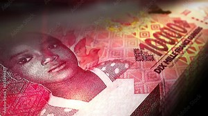 Guinea money Guinean francs counting. GNF 10000 banknotes. Fast cash note count macro loop. Business, finance and economy. Loopable and seamless concept.