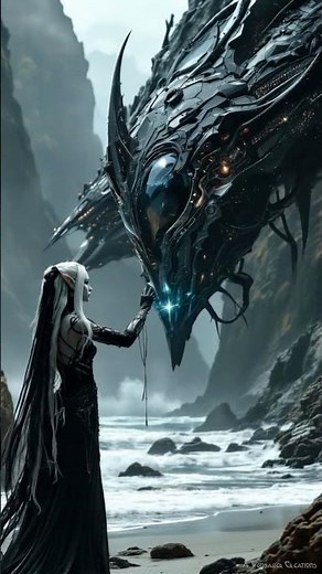 Aetherpunk Dark Elf Cyborg Cosplay on Mystical Beach #Cosplay #Aetherpunk #DarkElf #scifi #fantasy