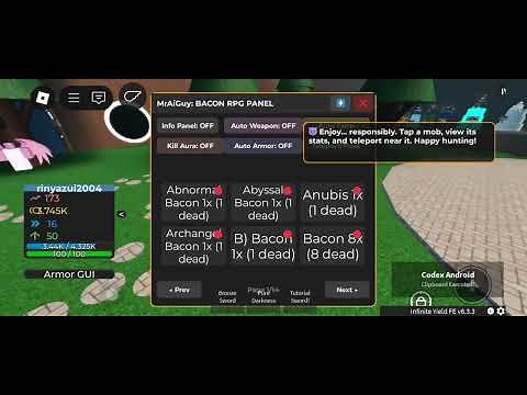 MrAiGuy - Bacon RPG Ultimate Script GUI ! (Kill Aura, Auto Equip, KEYLESS & More)