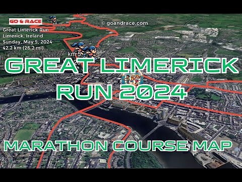 Great Limerick Run (2024): fly over the marathon course! Video of the race path.