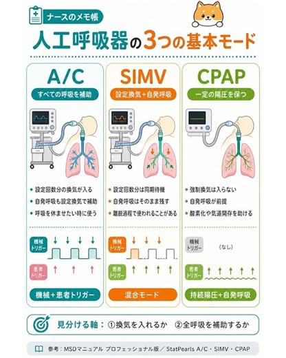 人工呼吸器の3つの基本モード