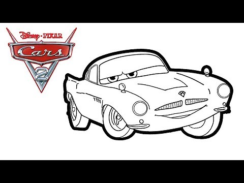 Disney Pixar Cars 2 - How to draw Finn Mcmissile car - coloring for kids