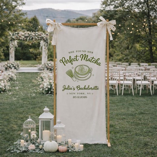 Bridal Shower Welcome Sign Personalized, Bachelorette Party Banner Custom Name, She Found Her Perfect Matcha Sign, Wedding Shower Decor - Etsy
