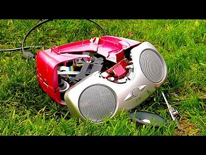 Pink Sylvania Boombox Destruction